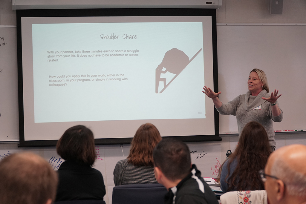 photo of Professor Pam Guenther presenting the concept of Growth MIndset to ALI participants