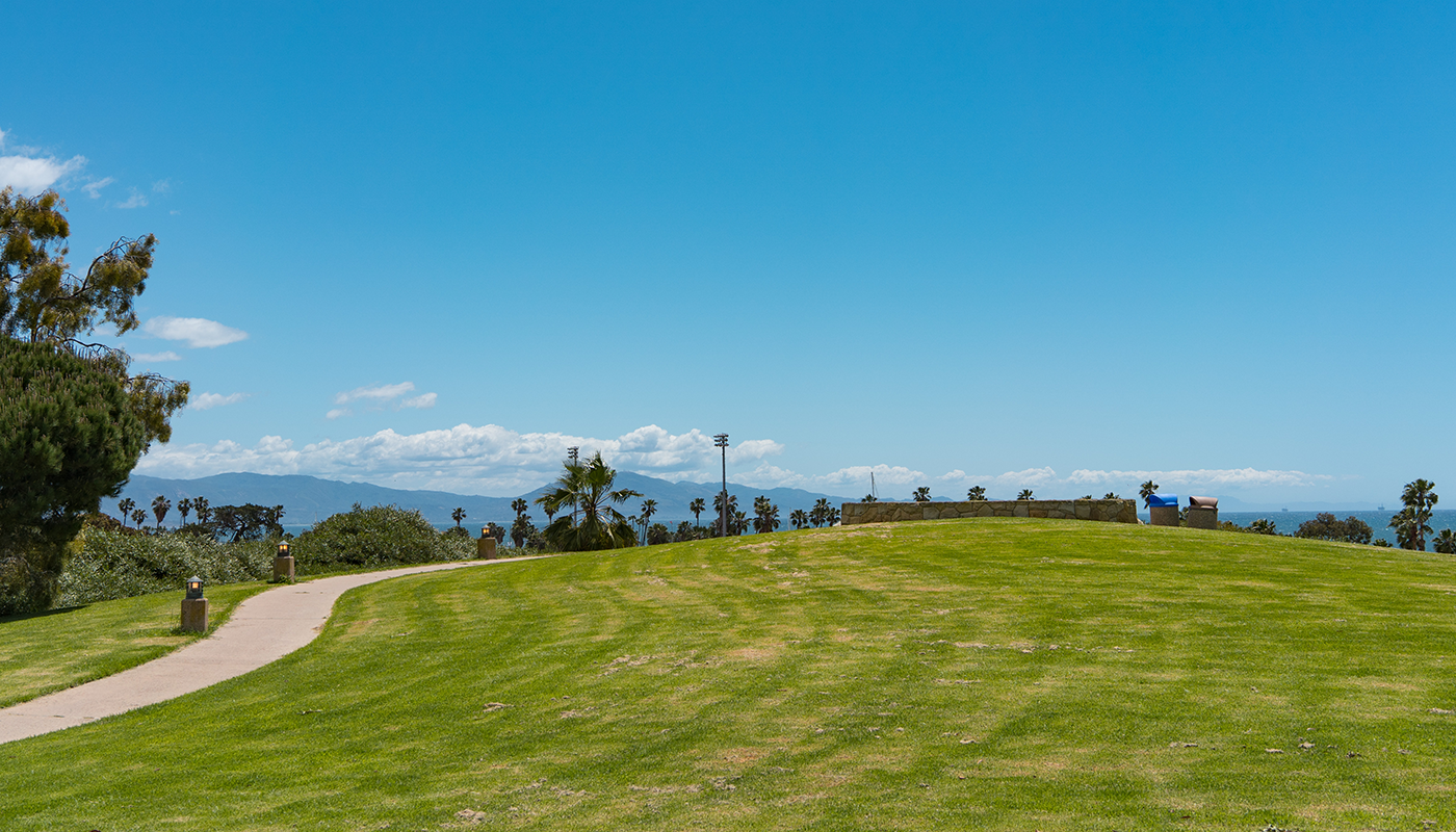 Santa Barbara City College's grassy lawn overlooks the ocean.