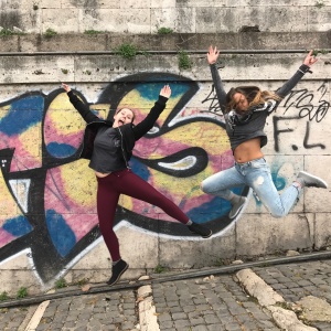 Emily and Bailey jump in Rome