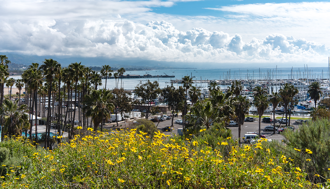 SBCC views overlooking the Santa Barbara harbor.